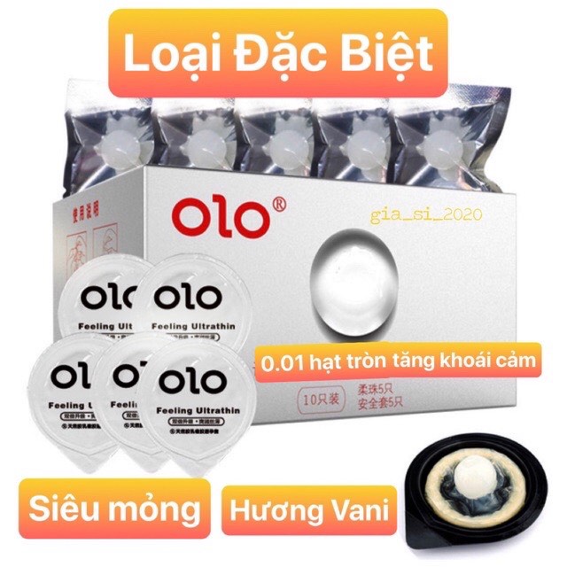 Bao cao su 0L0 0.01 Màu Trắng Có Bi Thiết Kế Đặc Biệt Hộp 5 Bao + 5 Bi