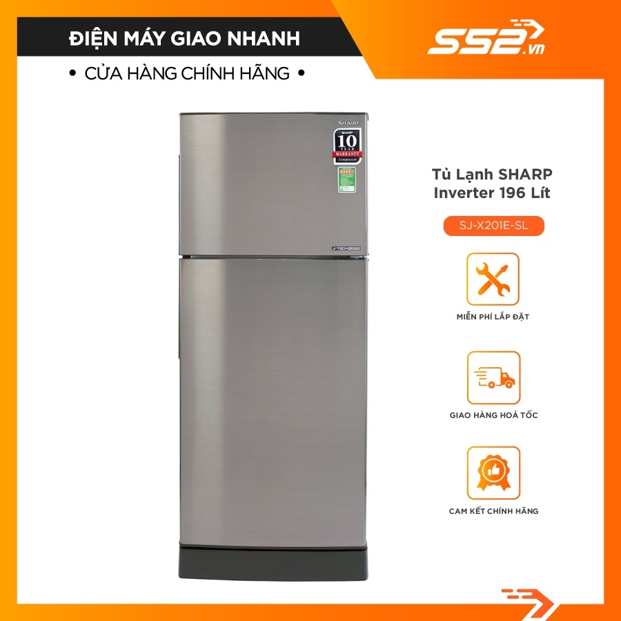 ✵ tủ lạnh sharp inverter 196 lít sj-x201e-ds - bảo hành chính hãng