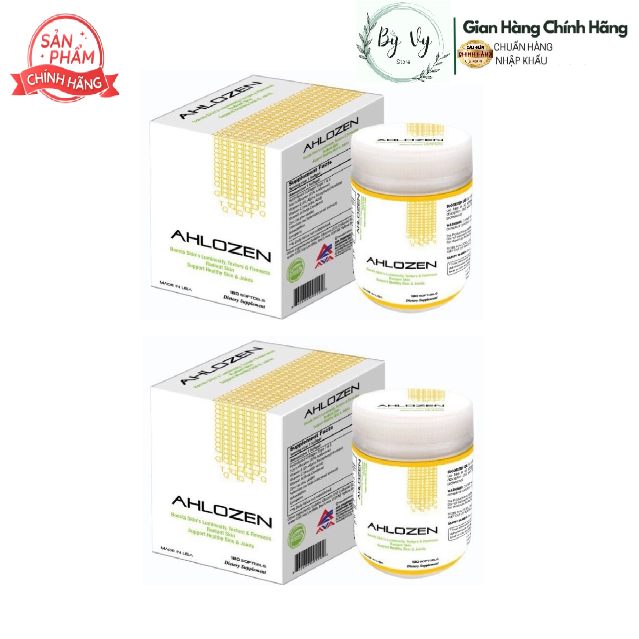 Bộ 2 Hộp Viên Uống Đẹp Da Giữ Dáng Ngọc Ngà Collagen +AEC B5 12000MG USA - Hộp 180 Viên