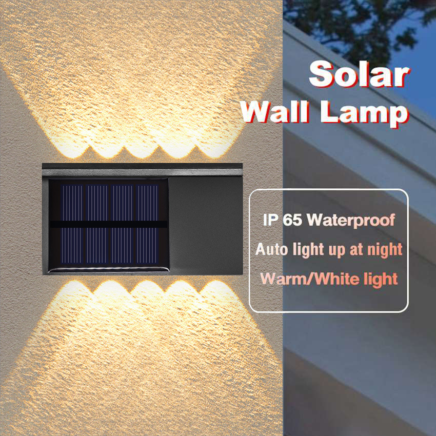 10 LED Solar Wall Lamp IP65 Waterproof Outdoor Up And Shine Down Lighting Automatic Light At Night For Garden Balcony Pathway Villa