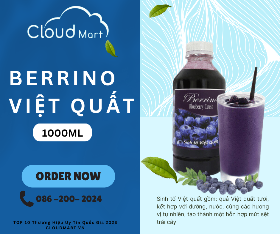 Sinh Tố  BERRINO Việt Quất 1L- Nguyên Vật Liệu Pha Chế - Cloud Mart