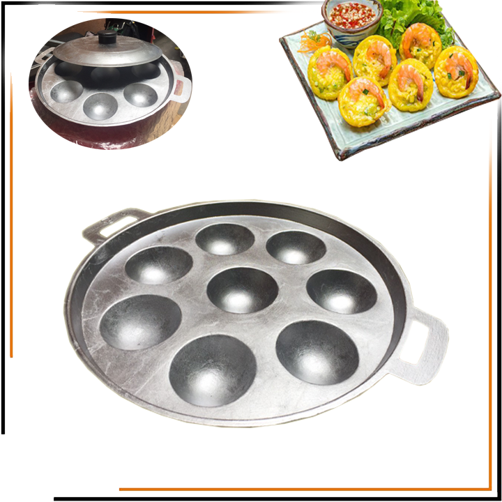 [Rẻ-Bền-Đẹp] Khuôn làm bánh khọt bằng nhôm cao cấp - Chảo đúc bánh khọt
