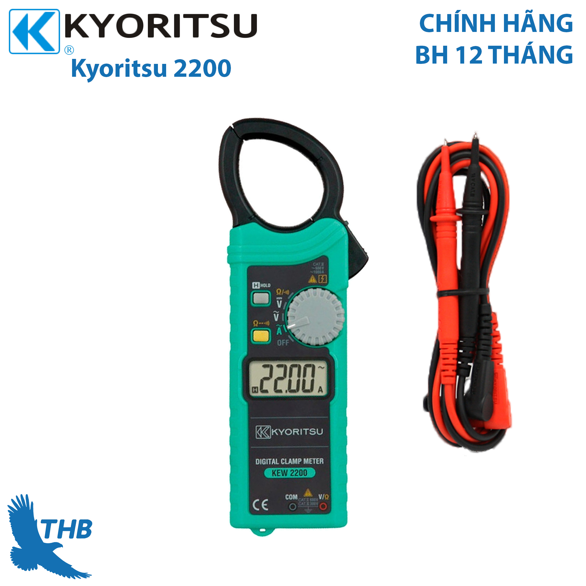 Ampe Kìm Đo Dòng Ampe Kế Kyoritsu 2200 Xuất xứ Thái Lan Bảo hành 12 tháng Đo dòng 1000A