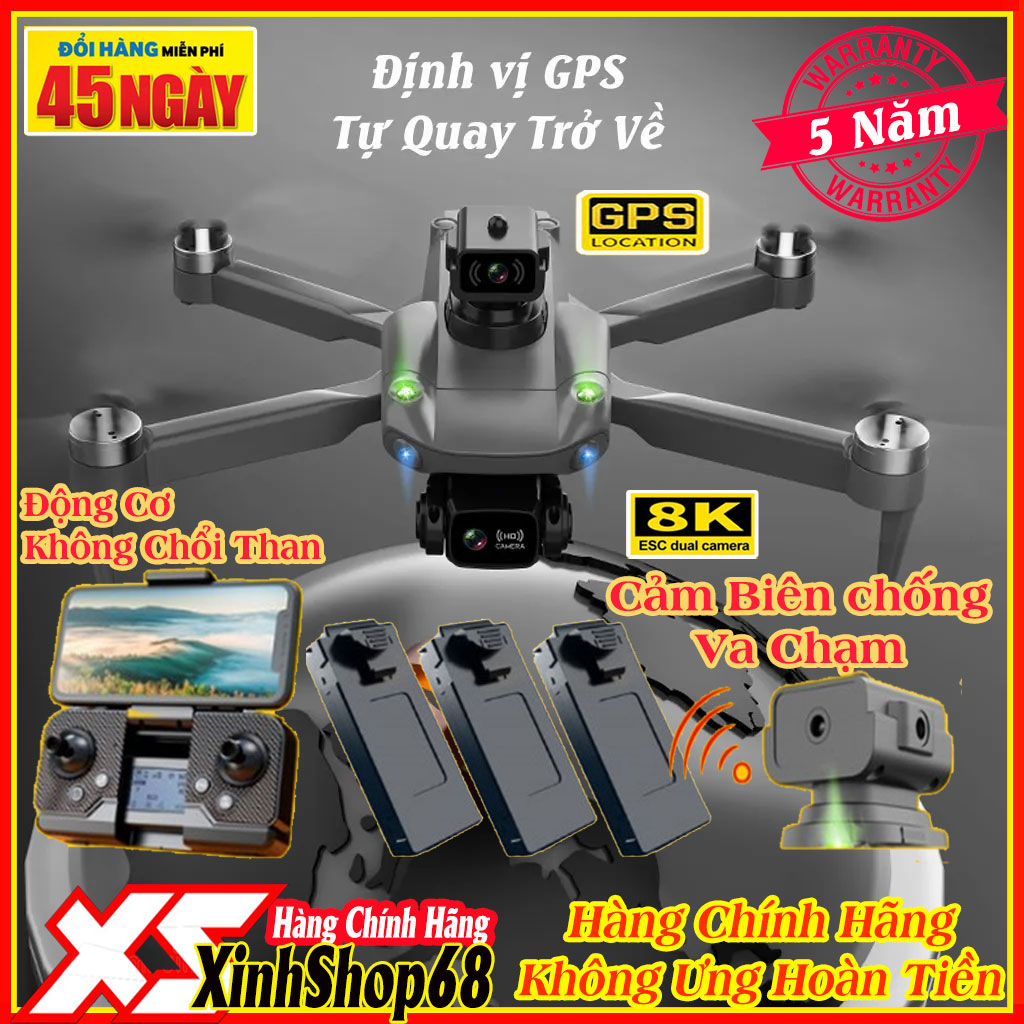 Flycam K998 Max G.P.S 5G Máy bay flycam 8k Động Cơ Không Chổi Than Cảm Biến Chống Va Chạm Đinh vị G.P.S Quay phim chụp ảnh chống rung Bay 25 Phút.