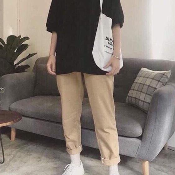 Phương Linh Luxury 1688 Quần baggy kaki unisex kiểu dáng thời trang, năng động, dễ dàng phối các phong cách khác nhau