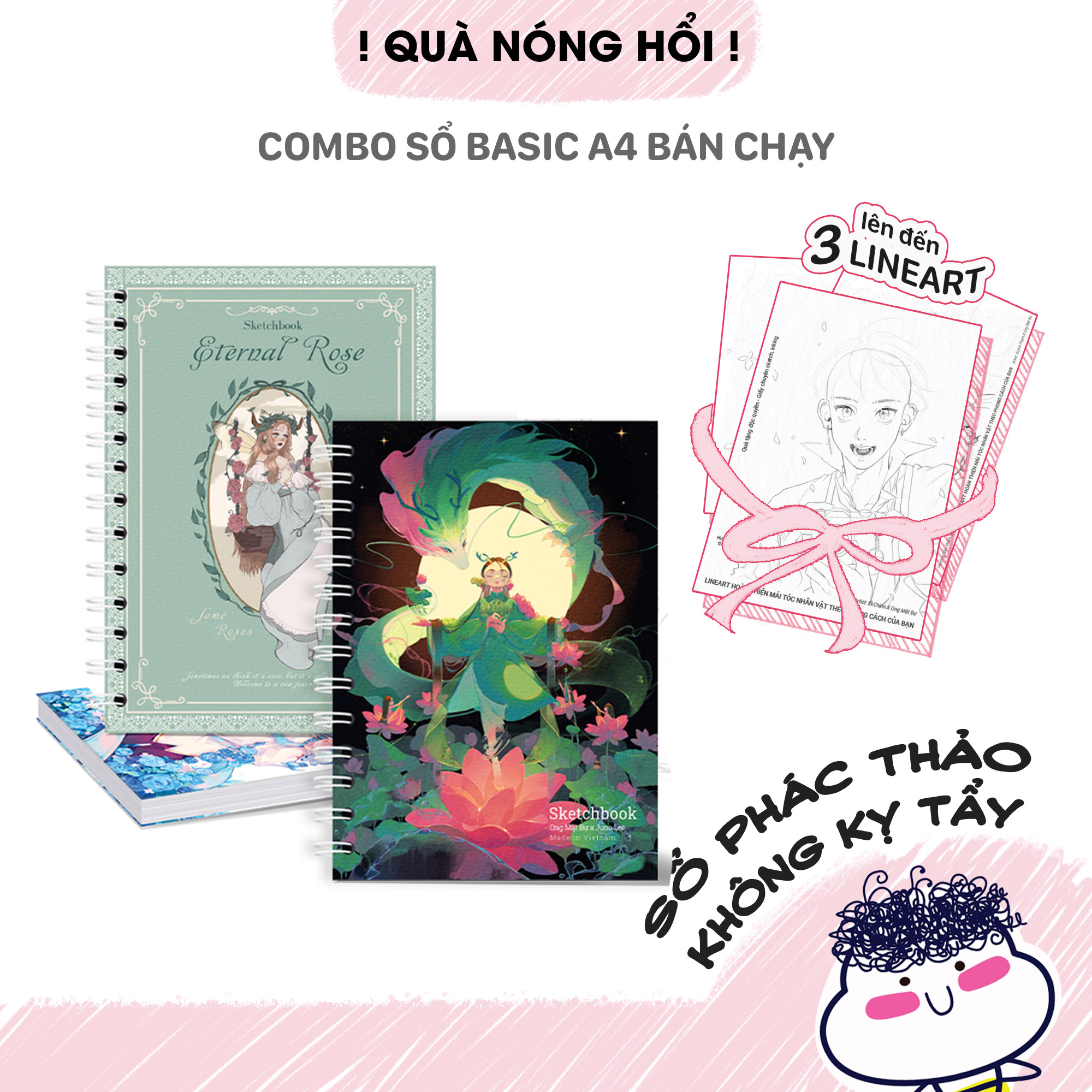 Sổ vẽ không kị tẩy - sổ phác thảo - sketchbook không kèm tài liệu vẽ -