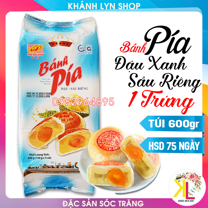 Bánh Pía Đậu Xanh Sầu Riêng 1 Trứng TÂN HUÊ VIÊN - Cây 4 cái - Đồ ăn vặt NGON BỔ RẺ TỐT cho sức khỏe