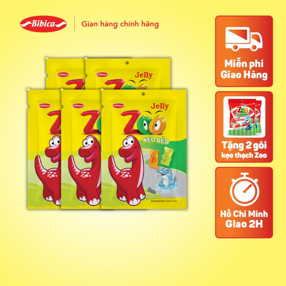 Combo 5 Kẹo Zoo Áo Dầu Bibica 500g