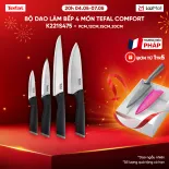 [SIÊU SALE HÈ 20H 4-7.5] Bộ dao làm bếp 4 món Tefal Comfort K221S475 - 9cm, 12cm, 15cm, 20cm