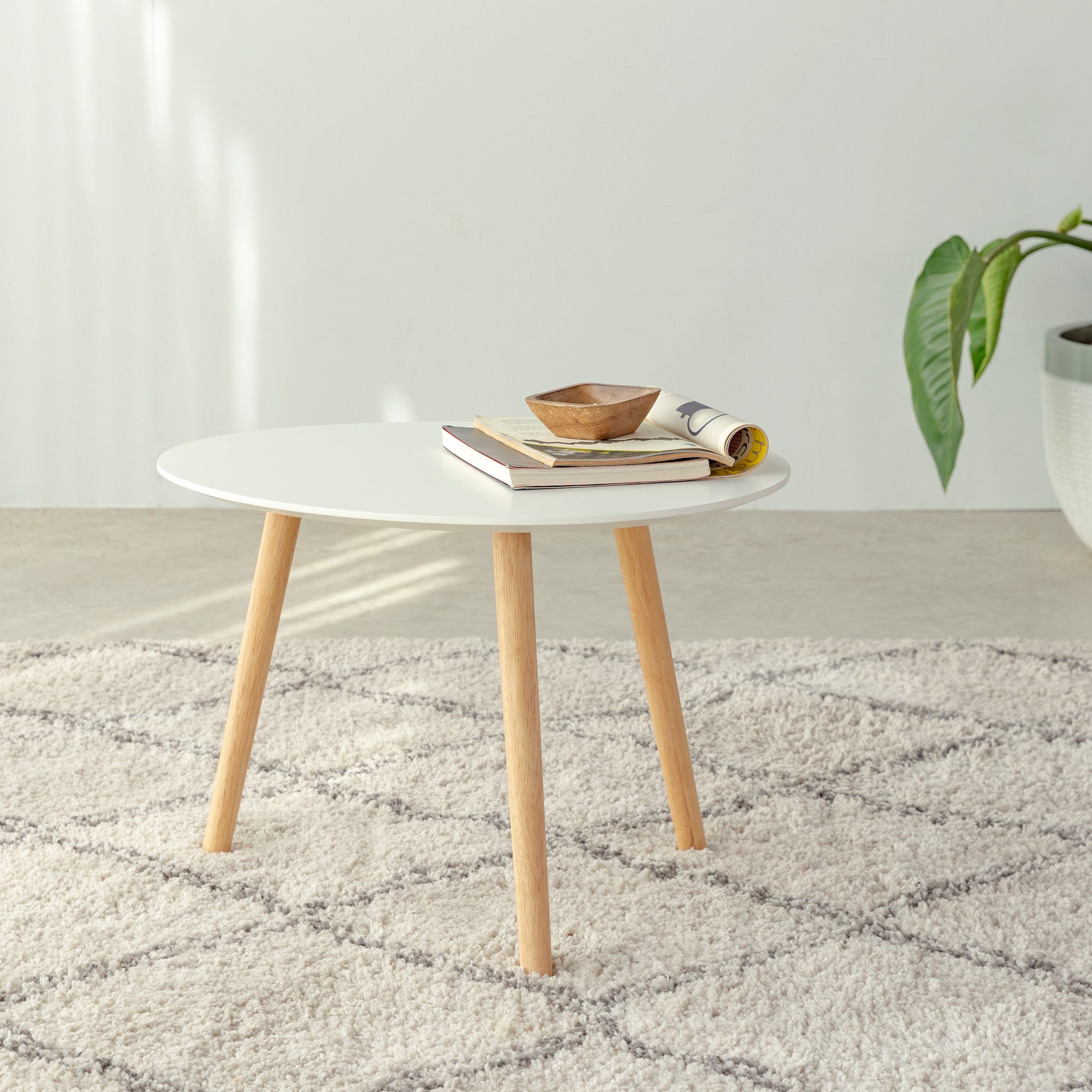 Bàn sofa – bàn cafe – bàn trà gỗ cao su moho milan 601 trắng
