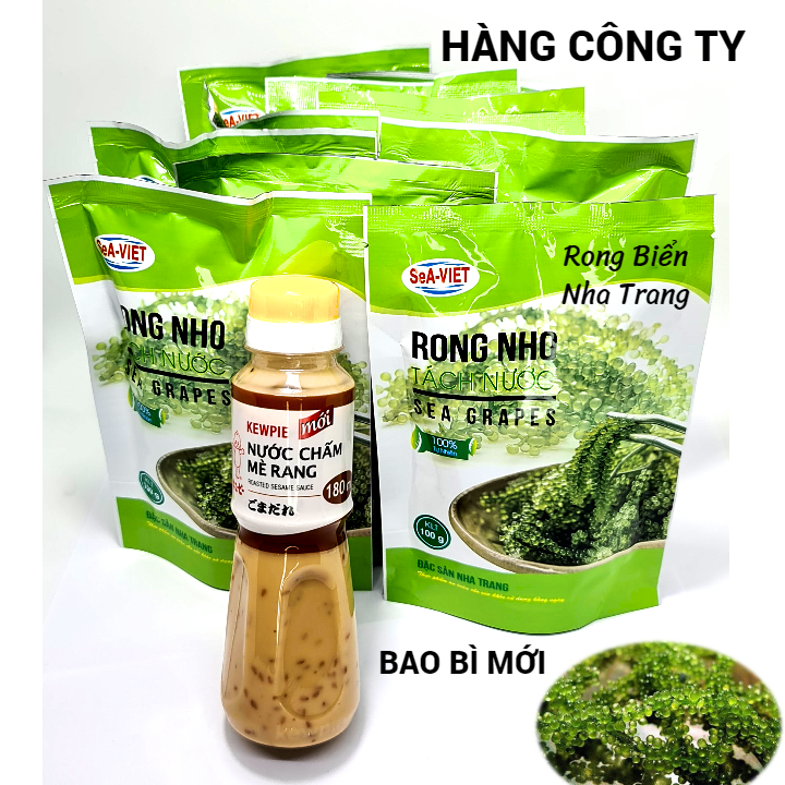 1 ký rong nho tách nước Sea Việt - 10 gói 100g - Tặng 1 chai nước chấm mè rang 180ml