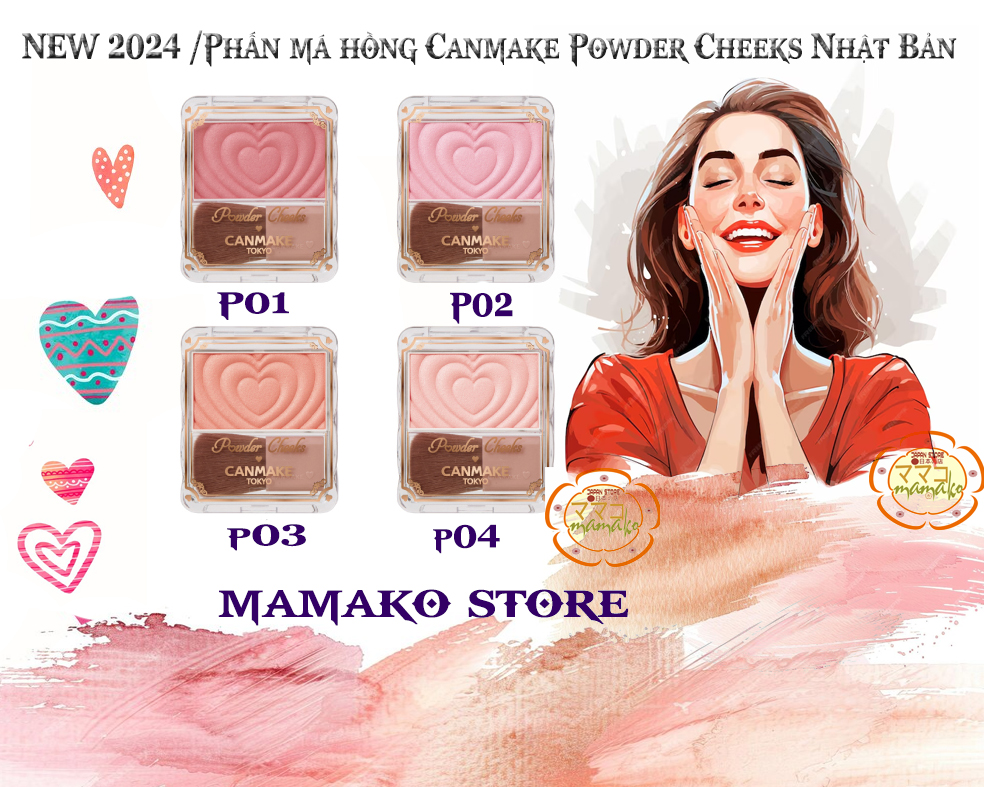  Phấn má hồng Canmake Powder Cheeks Nhật Bản  4 màu cơ bản 