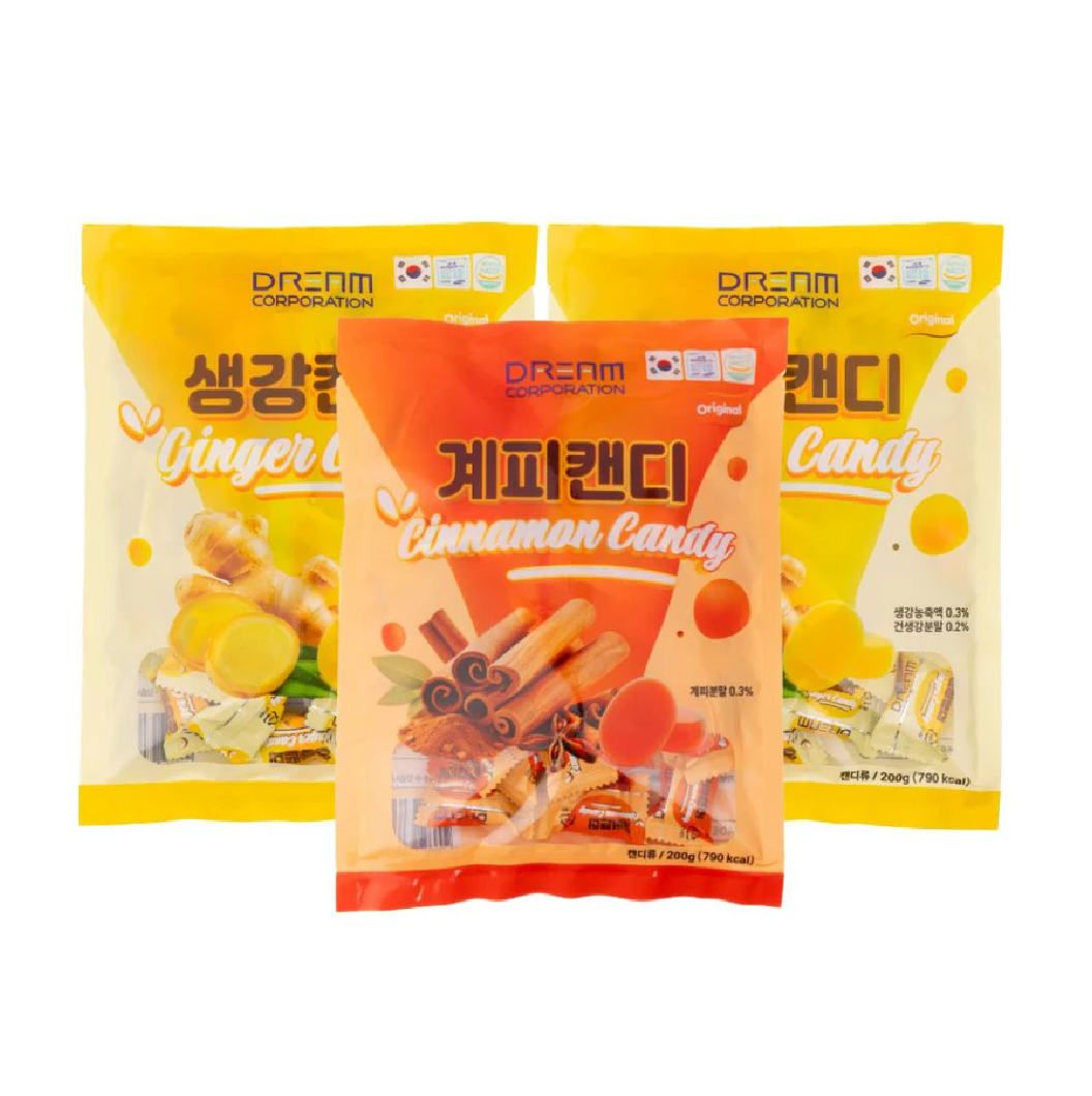 (Combo 3 gói) Kẹo Gừng Kẹo Quế Dream Hàn Quốc chính hãng gói 200g