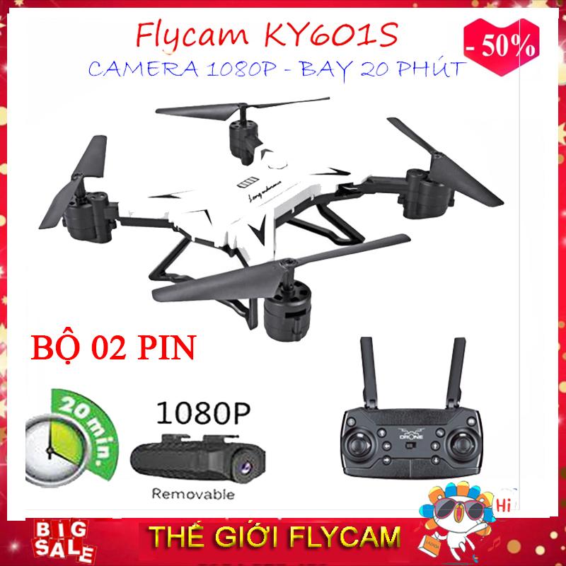 Flycam ky601s pin trâu bay 20p, cánh gập camera wifi fpv full hd 1080p, 5.0mpx truyền hình ảnh về điện thoại