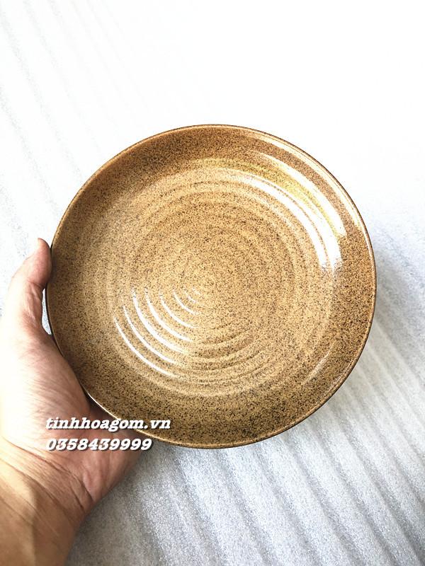 Đĩa tròn sứ Bát Tràng men cổ đường kính 20 cm