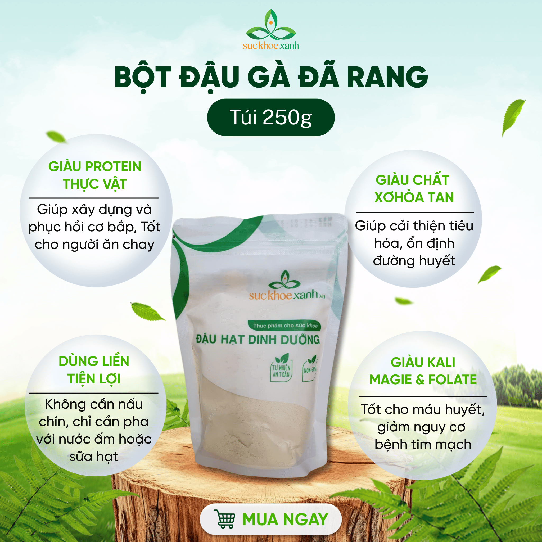Chicken Bean Powder for Immediate Use in Canada 250g Green Health – Rich in Fiber, Protein – Supports Digestion & Weight Control