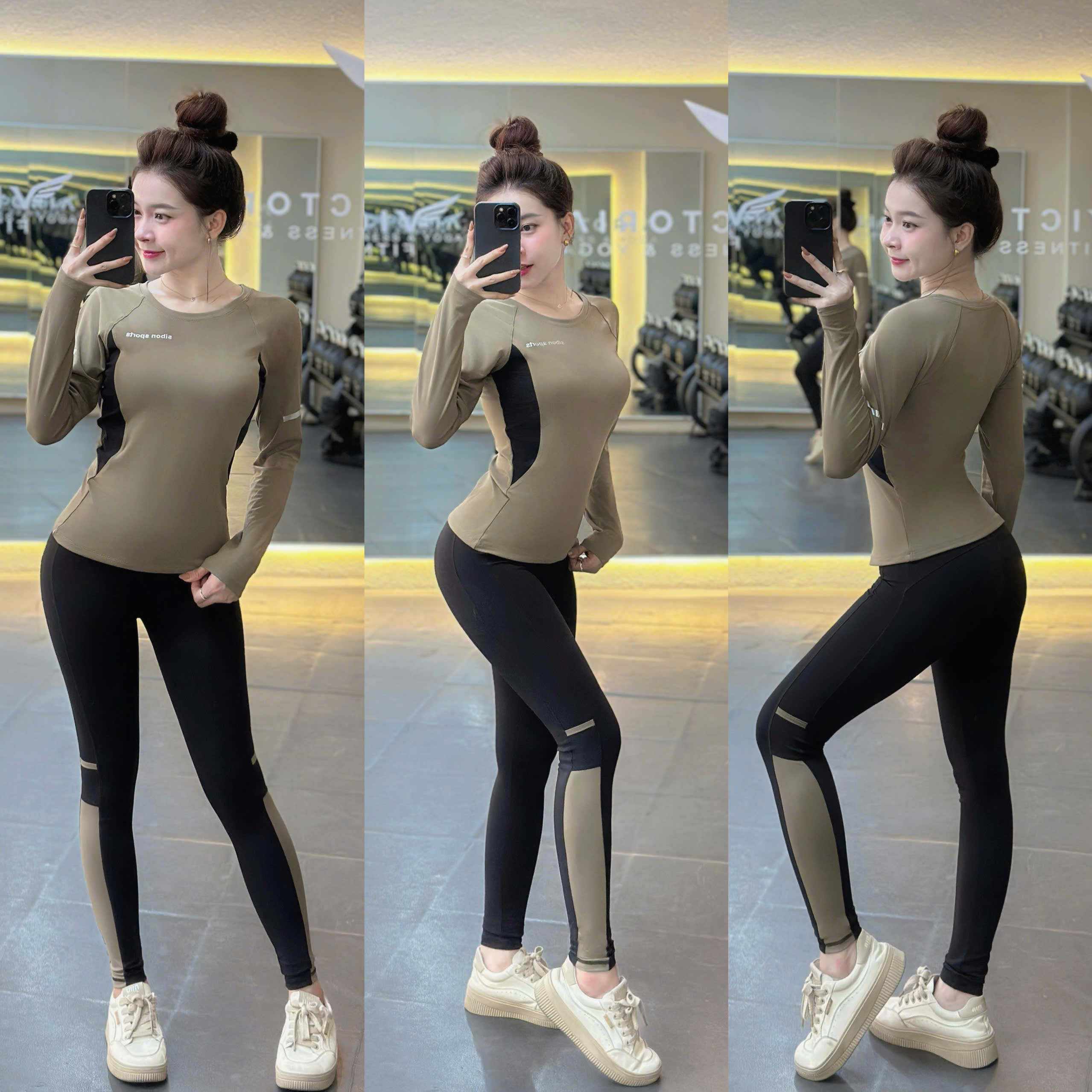 Women's Gym Clothes Long Sleeve, Gym Set Yoga Aerobic Running Cycling Pickleball Women's Stretch Fabric Sweat Absorbent (D29) - 5