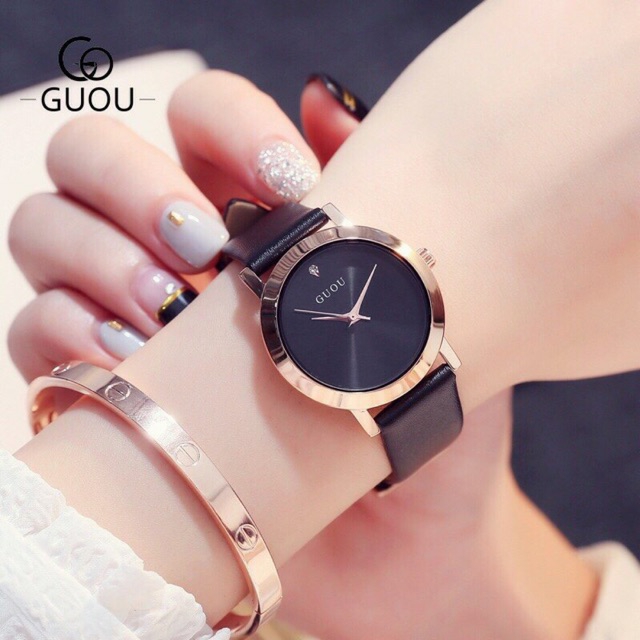 Đồng hồ nữ guou 8171 dây da cao cấp thời trang