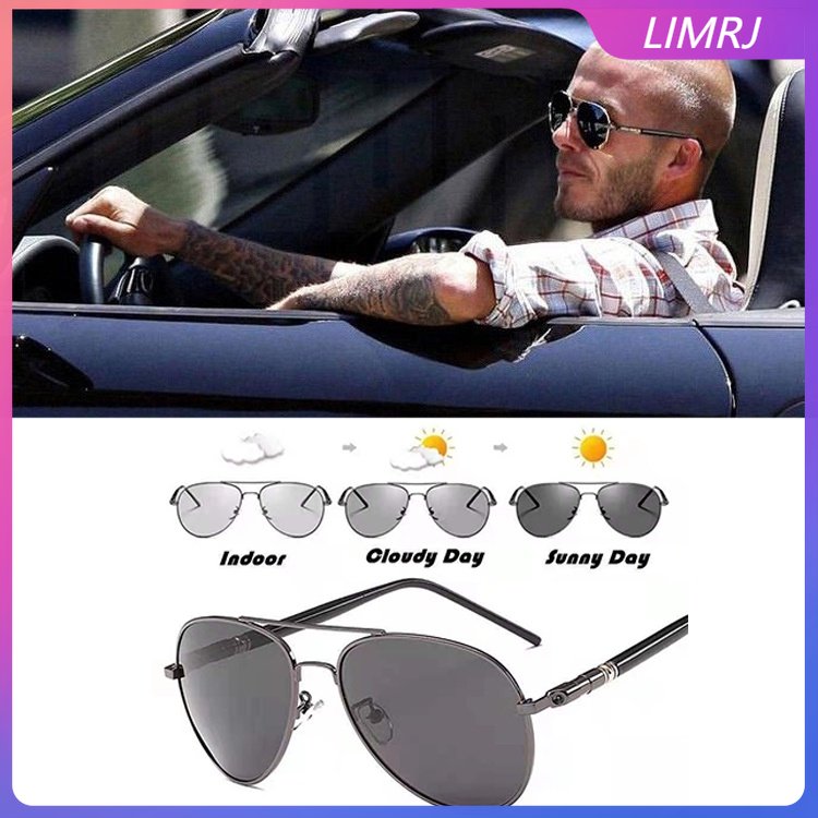 Limrj kính đổi màu kính mát phân cực kính chống tia cực tím uv400 kính nam lái xe ngày và đêm kính mắt phi công kính mắt aviator