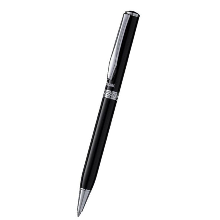 Bút Ký Cao Cấp Pentel nắp vặn mực bi xanh siêu trơn mượt VỎ ĐEN B811A-C kèm hộp nhung sang trọng