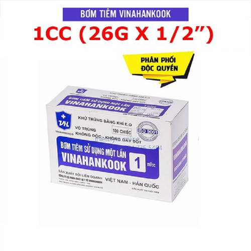 [HCM]Bơm tiêm 1cc 26 x 1/2 Vinahankook hộp 100 cây