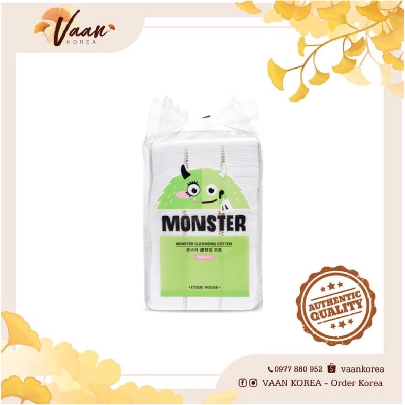 Bông tẩy trang Monster xanh 408 miếng Etude House