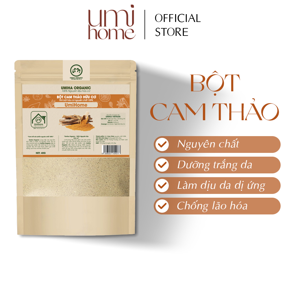 Bột Cam Thảo hữu cơ UMIHOME nguyên chất 40g | Licorice powder 100% Organic