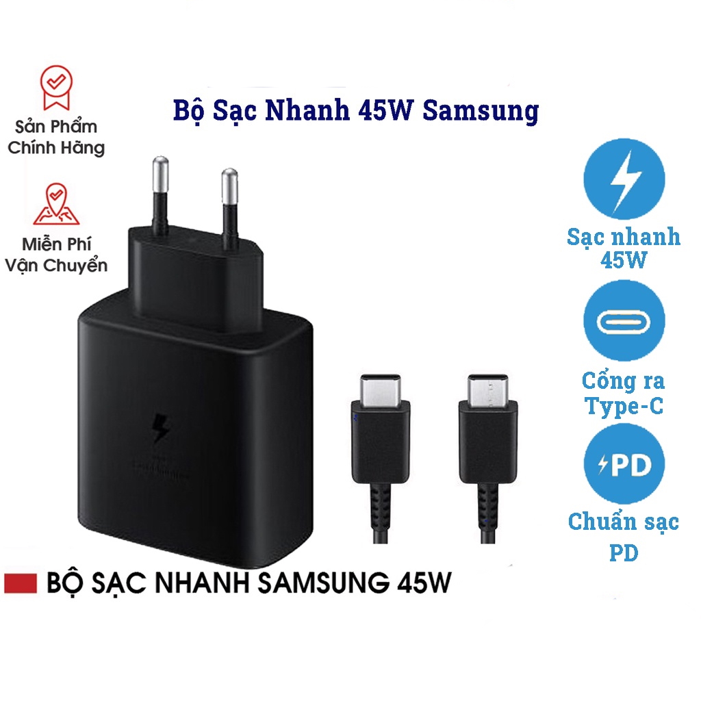 Bộ sạc nhanh 45w samsung note 10 plus/s20 ultra plus 5g/note 20/note 20 ultra 5.0