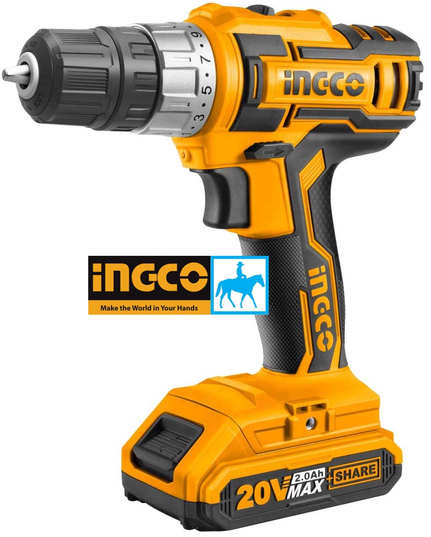 Máy Khoan Vặn Vít Dùng Pin 20V INGCO CDLI20024 Bao gồm Pin 20V và Đế Máy Khoan Vặn Vít Dùng Pin 20V INGCO CDLI20024 Bao gồm Pin 20V và Đế