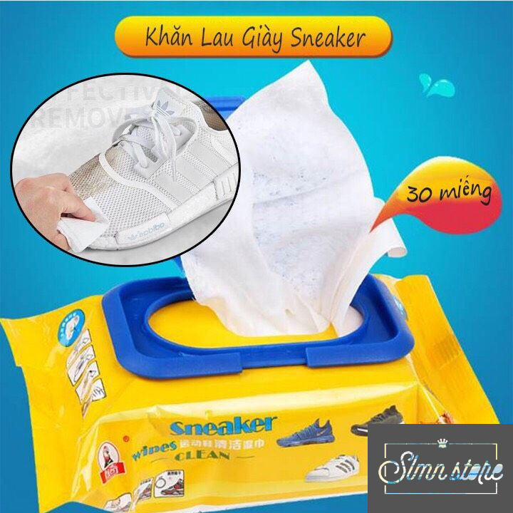 Khăn giấy lau giày giấy lau giầy Sneaker 30 tờ Dung dịch chuyên lau giày thấm sẵn trong khăn tiện dụng. LD4_KGLaugiay