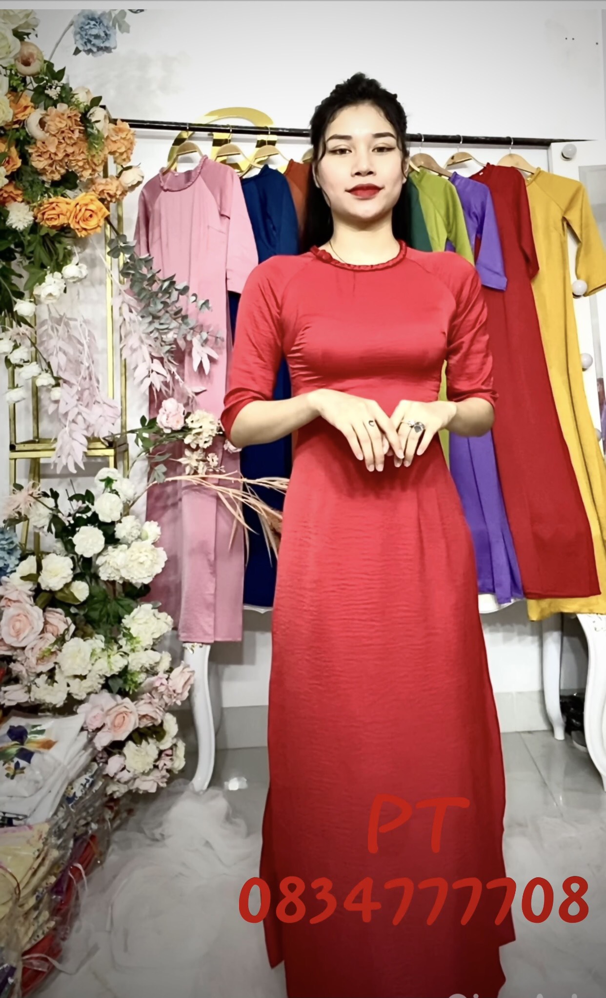 Áo Dài Tây Thi Trơn Cổ Tết- Áo Dài Truyền Thống Siêu Đẹp Chuẩn Fom