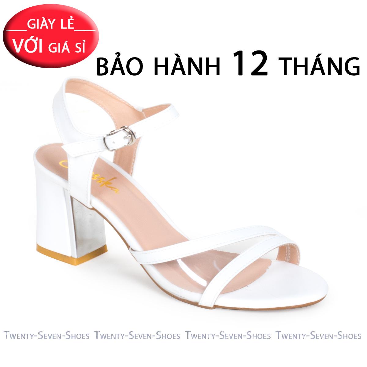 Giày nữ, giày cao gót 7cm quai phối mica trong suốt - TSS020