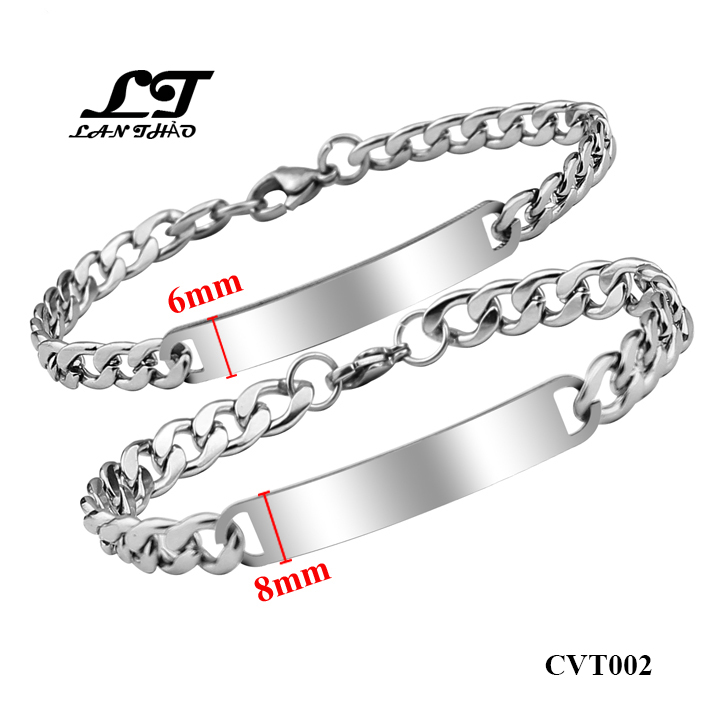 Lắc tay cặp đôi Inox trơn bóng cao cấp CVT002