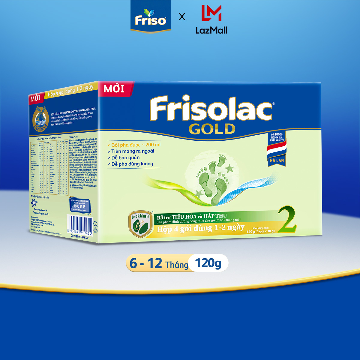 Hộp Sữa Bột Frisolac Gold 2 120G (4 gói x 30g)