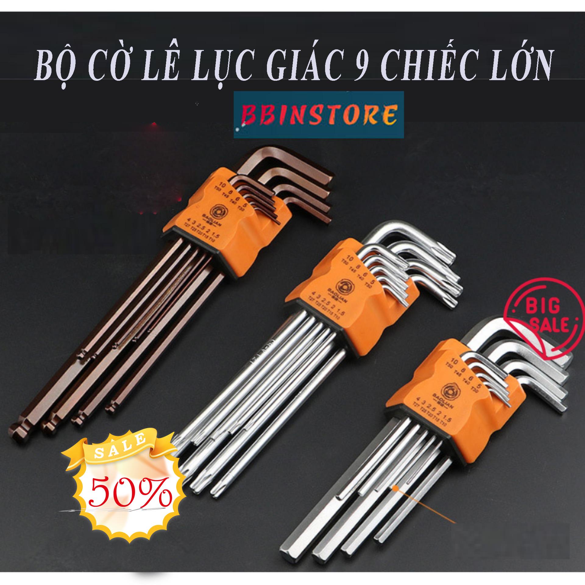 Bộ cờ lê lục giác 9 chiếc lớn - thiết kế thông minh mở vặn nhiều loại bù lông ốc vít với các hình dáng, kích thước khác nhau một cách dễ dàng - bộ tua vít lục giác bền, đồ nghề sửa chữa gia đình, dụng cụ mở ốc vít - bbinstore