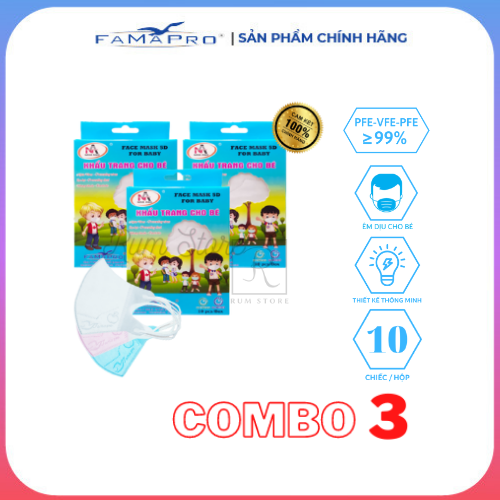 [COMBO 3 HỘP] - Khẩu trang Y Tế 5D MASK - Quai thun ( HÌNH - TRƠN ) Nam Anh Famapro ( Hộp 10 chiếc )