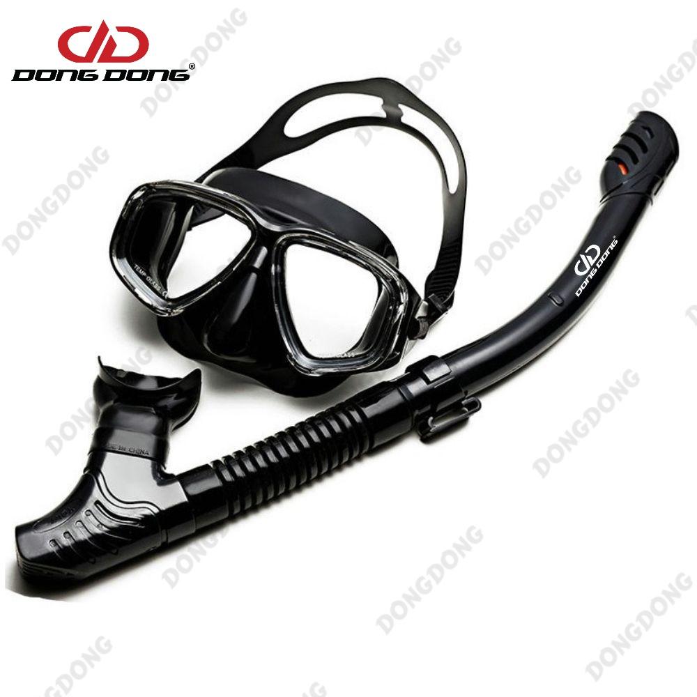 Bộ kính lặn ống thở s301 - full b, mắt kính cường lực, ống thở van 1 chiều ngăn nước cao cấp - dongdong