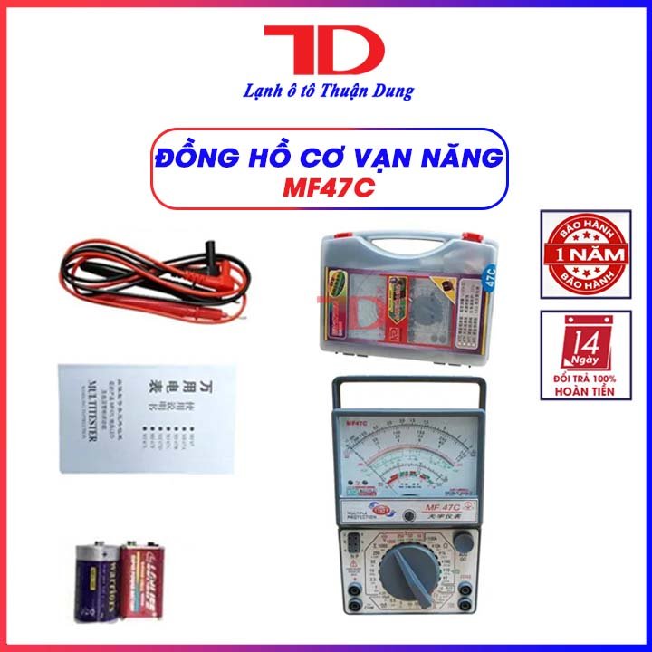Đồng hồ kim vạn năng Mf47C có kèm đầy đủ pin - Vật Tư Điện Lạnh Ô Tô Thuận Dung