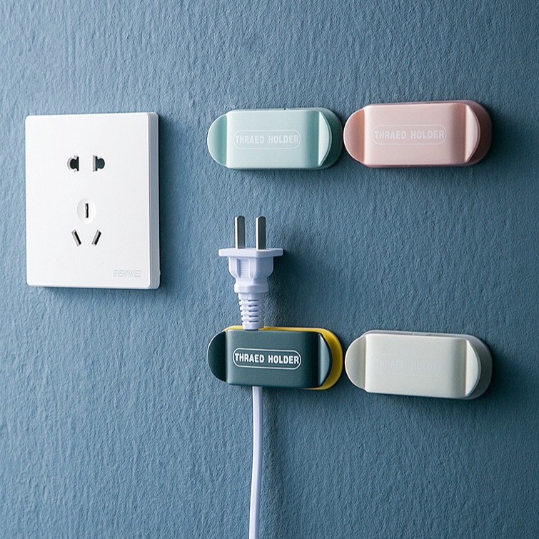 Móc dán tường treo dây sạc, phích cắm, ổ cắm cáp sạc, kẹp dây điện đa năng (1 cái)