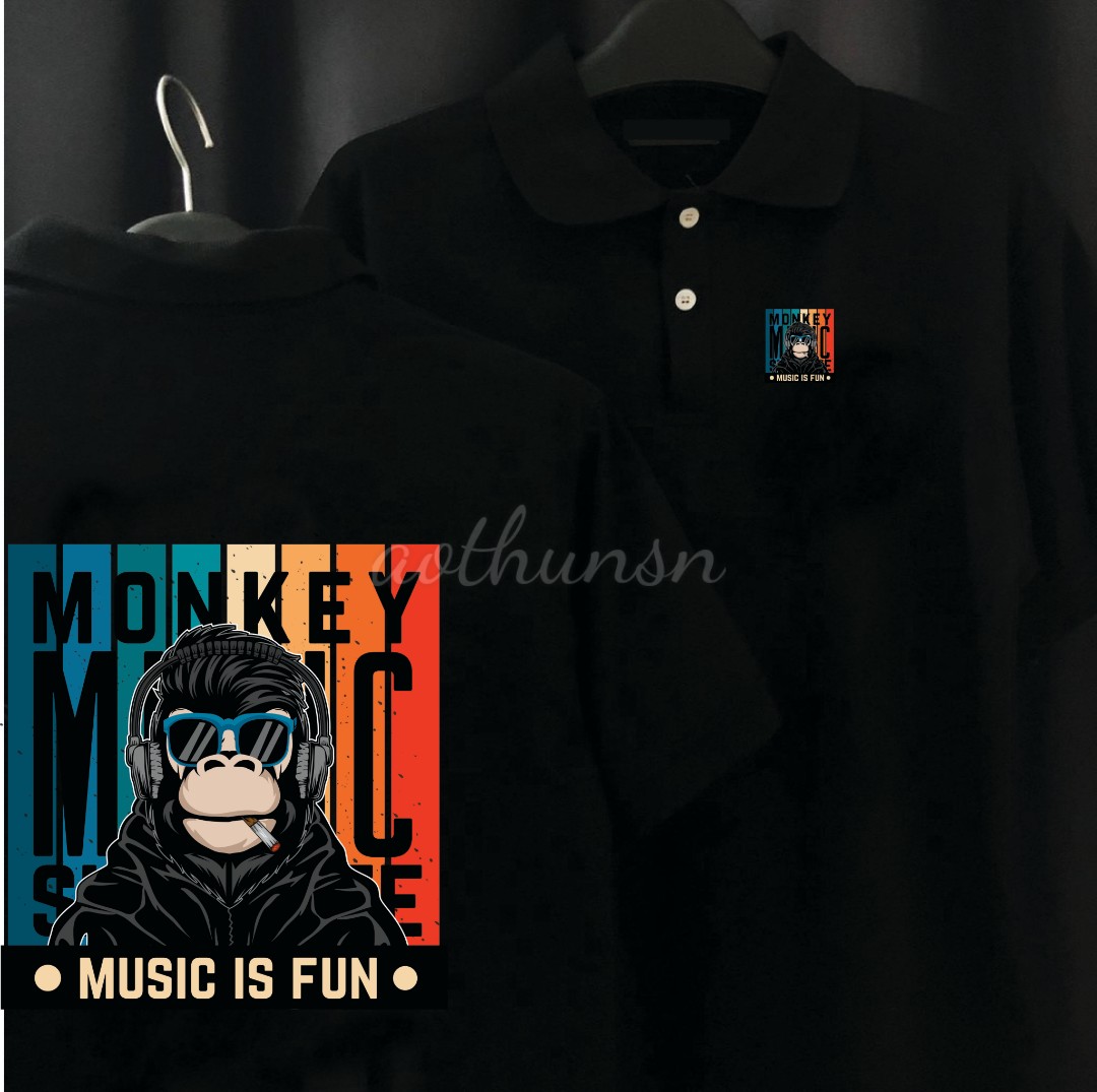 Áo thun cổ trụ cổ bâu polo monkey music