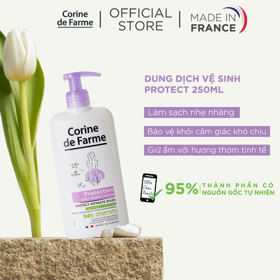 Gel Vệ Sinh Phụ Nữ Corine De Farme Protect Intimate Wash 250ml