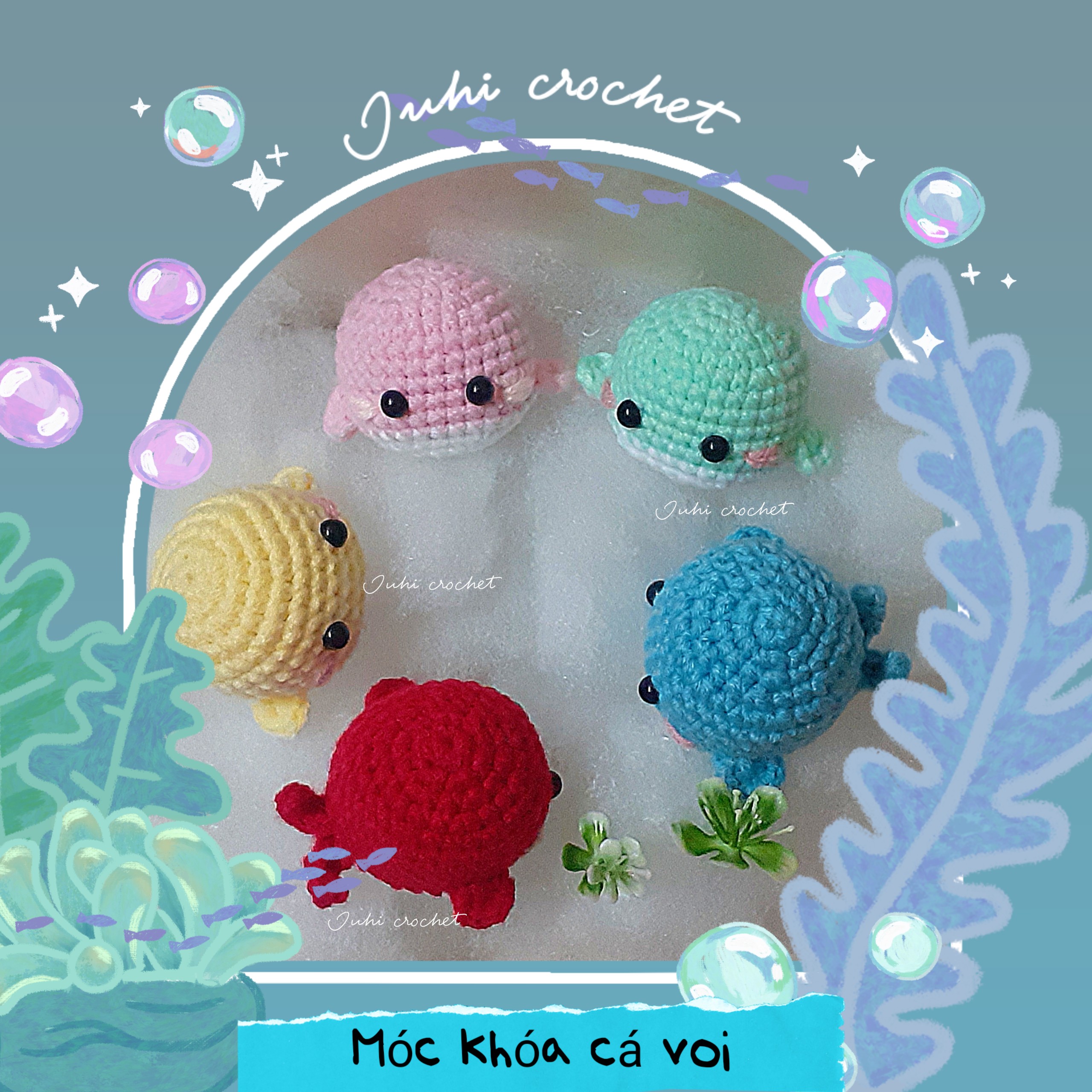 Móc khoá handmade cá voi len đáng yêu🐳🐳
