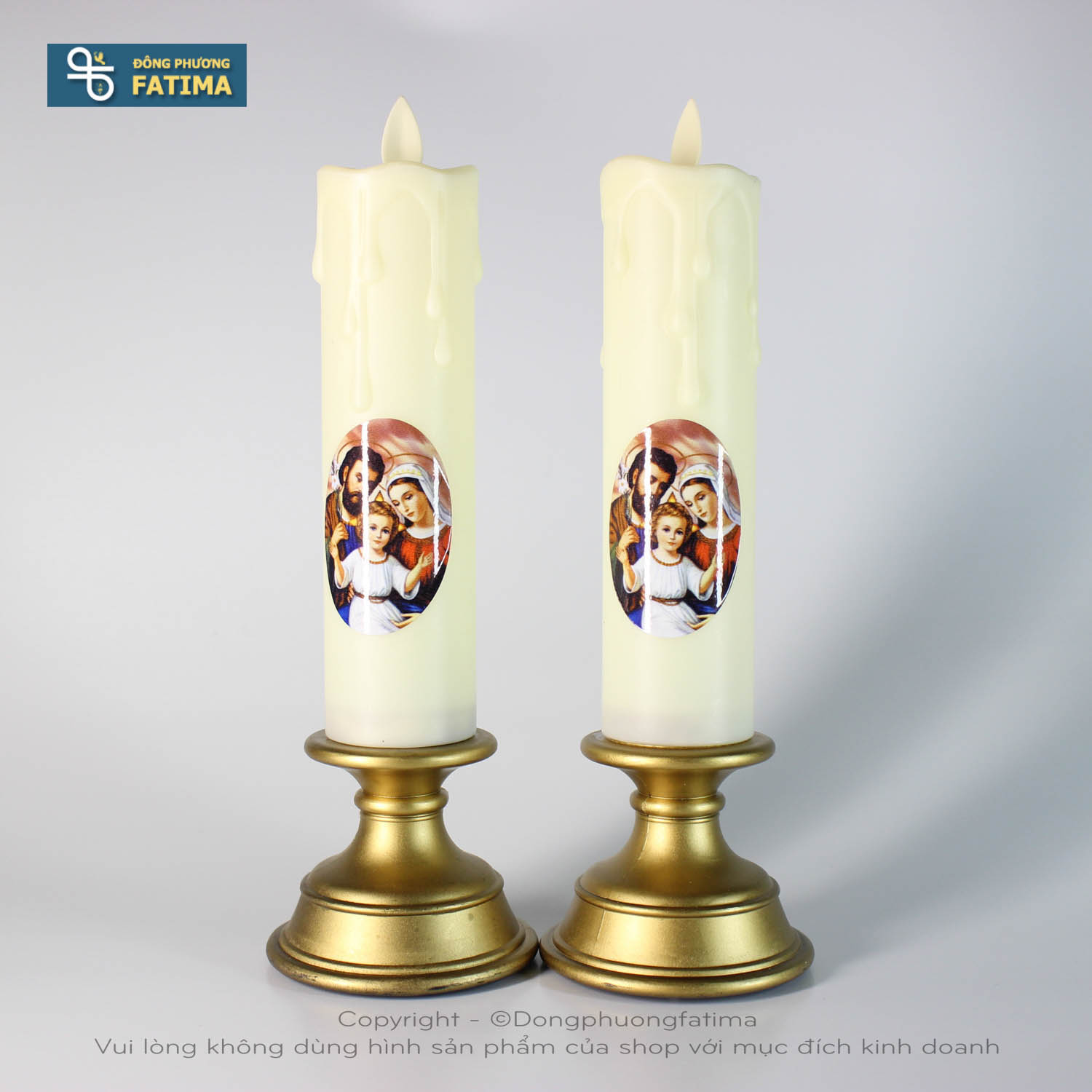 2 Cây Nến Điện Tử 4X23cm (Hình Ngẫu Nhiên - Không Cần Pin) - Nến Điện Công Giáo Đông Phương Fatima
