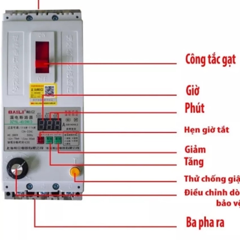 Attomat chống mất pha Baili 40A/100A - CB chống mất pha  l bảo vệ chống mất pha cho động cơ máy bơm 