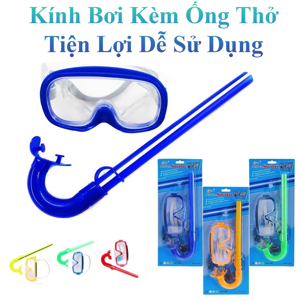 Kính bơi kèm ống thở tiện lợi dễ sử dụng
