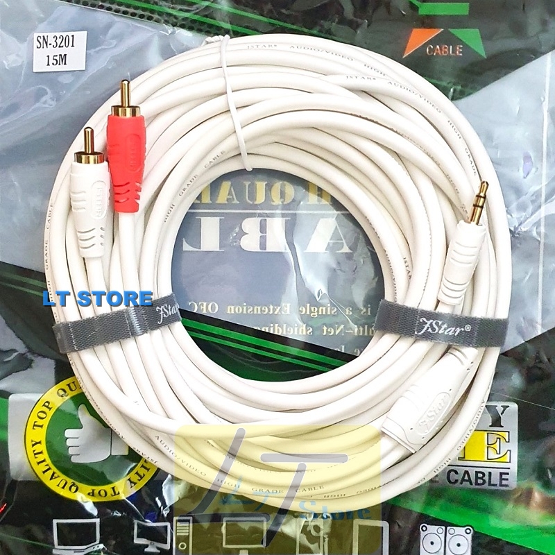 Dây cáp loa Jack 3.5 ra 2 hoa sen AV dài 15M cao cấp