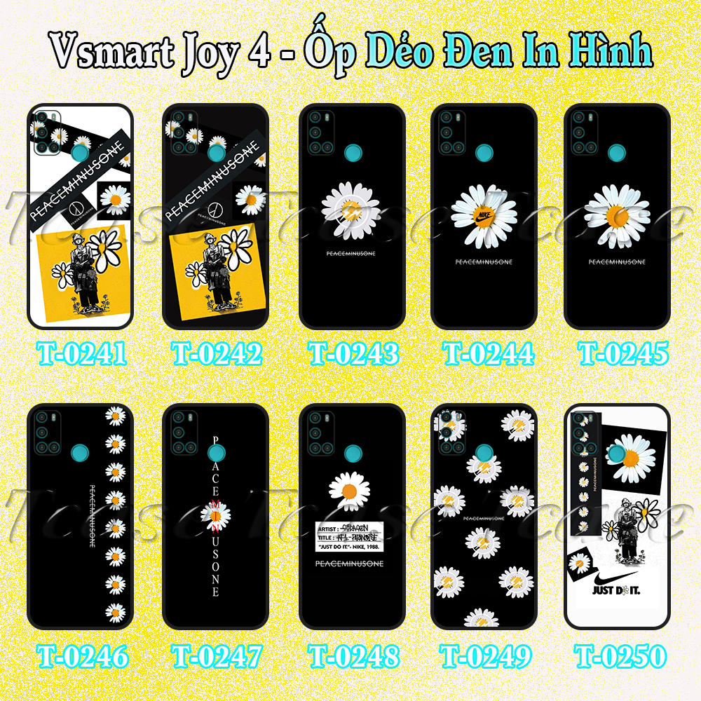 Ốp lưng Vsmart Joy 4 - Ốp dẻo đen in hình Hoa Cúc Họa Mi