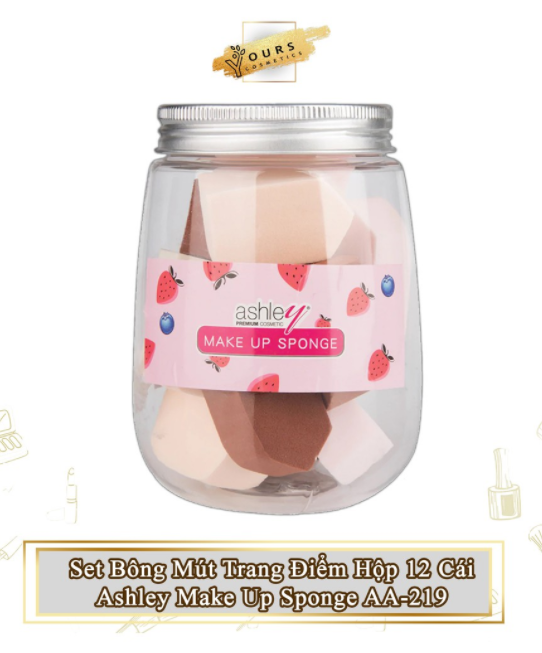 Set bông mút trang điểm ashley hộp 12 cái - mút trang điểm thái lan ashley make up sponge aa-219