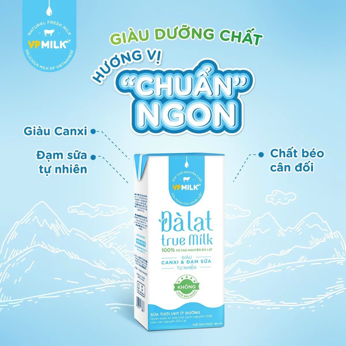 Sữa tiệt trùng đà lạt truemilk ít đường 180ml/ thùng 12 lốc