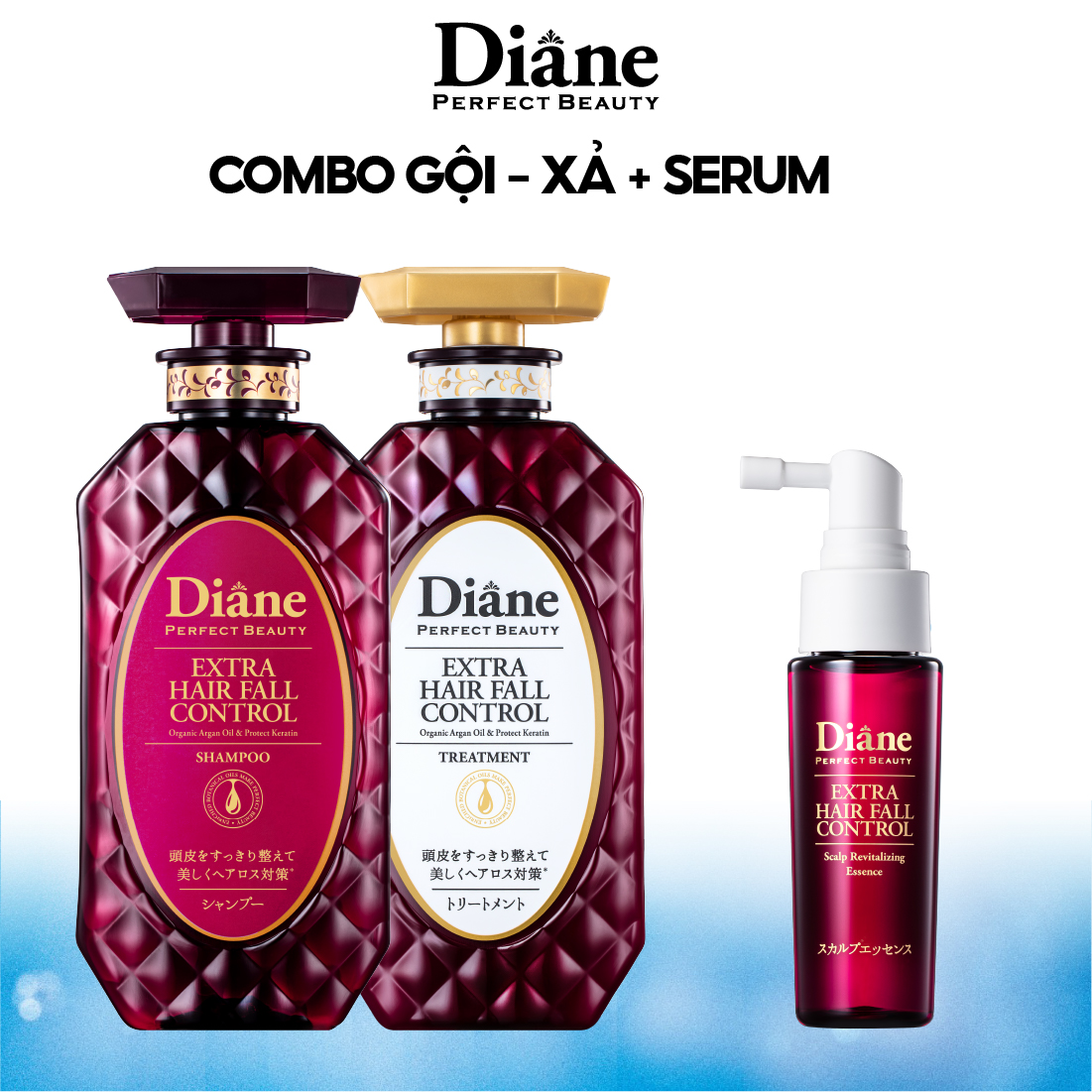 Combo gội xả, serum Kiểm Soát, Ngăn Ngừa Rụng Tóc Diane Extra Hair Fall Control 450ml
